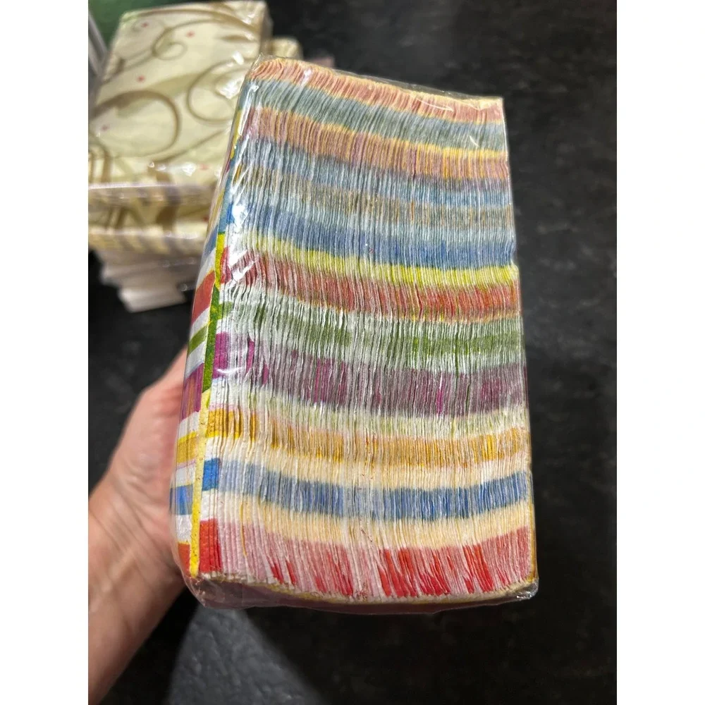 Artstyle Floral Cheer 120 Count 3-Ply Paper Napkins 13x13 Multi-Color Stripe